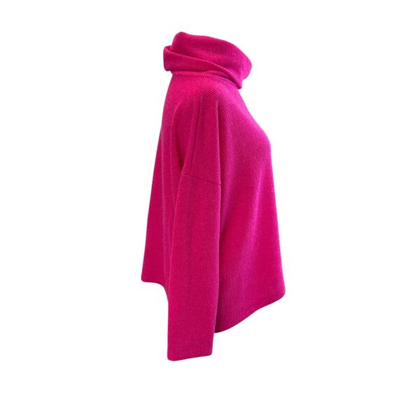 Clara Sun Woo Womens Medium Hot Pink Cowl Neck Cropped Sweater Knit Minimalist - Picture 4 of 6